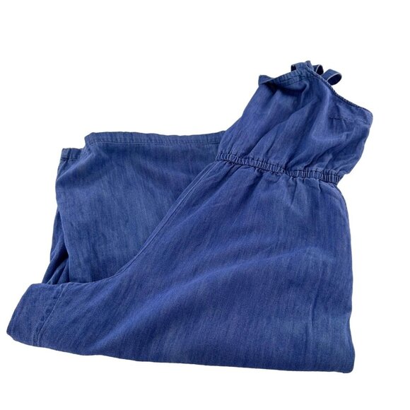 Old Navy Jumpsuit Blue Chambray Denim Pockets XL Elastic Waist Square Neck - Picture 12 of 16